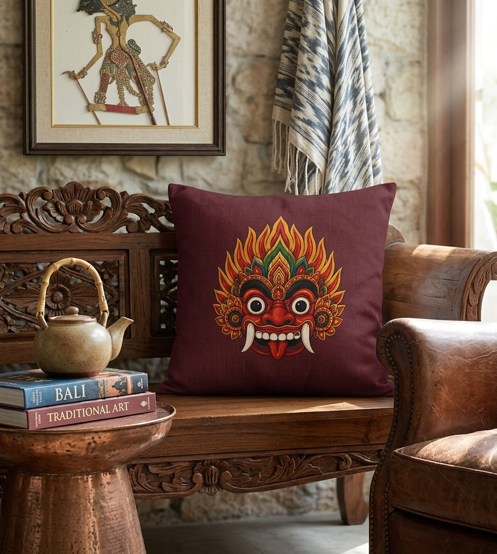Raksha Guardian Cushion Cover  Sri Lankan Devil Dance Mask