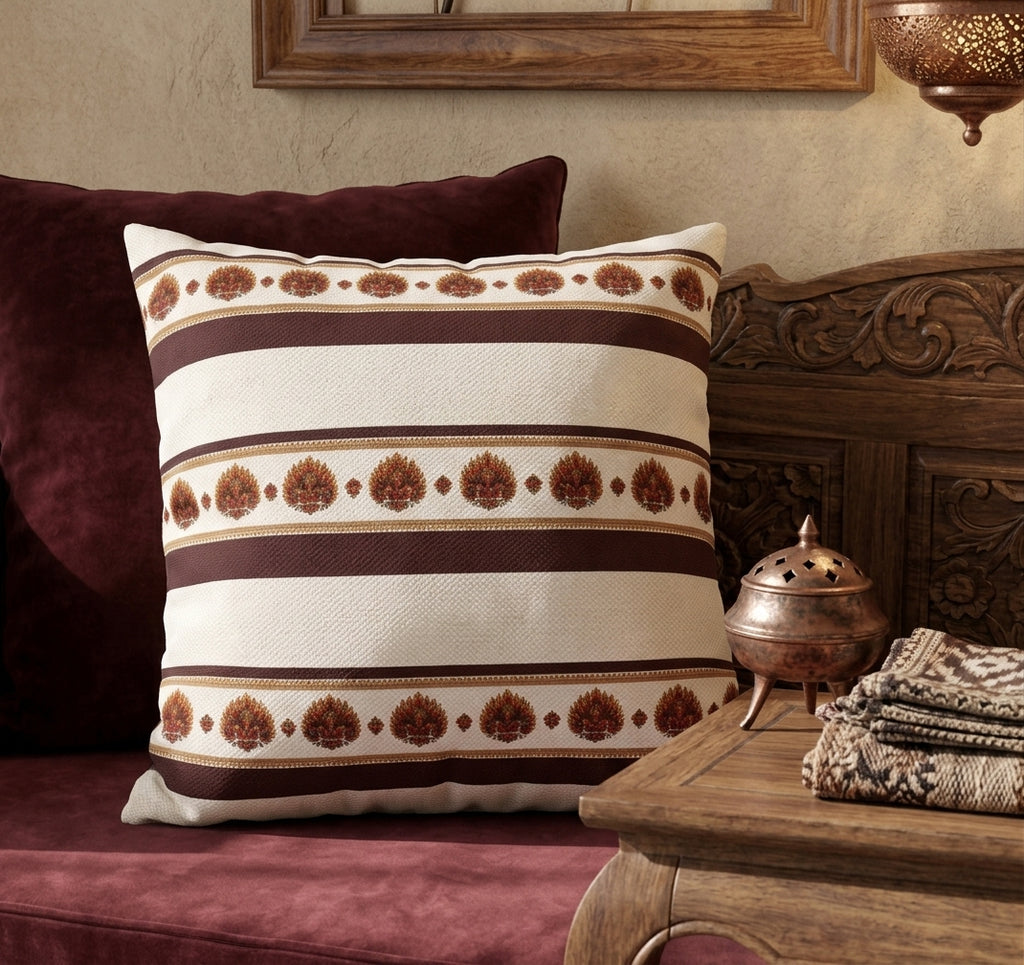 Raksha Stripe Cushion Cover Sri Lankan Devil Dance Repeat Pattern Throw Pillow
