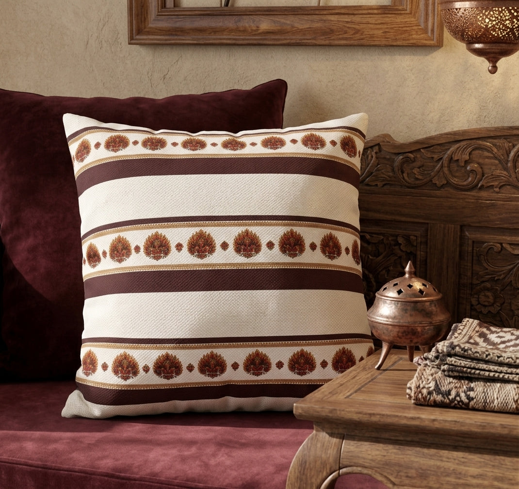Raksha Stripe Cushion Cover Sri Lankan Devil Dance Repeat Pattern Throw Pillow