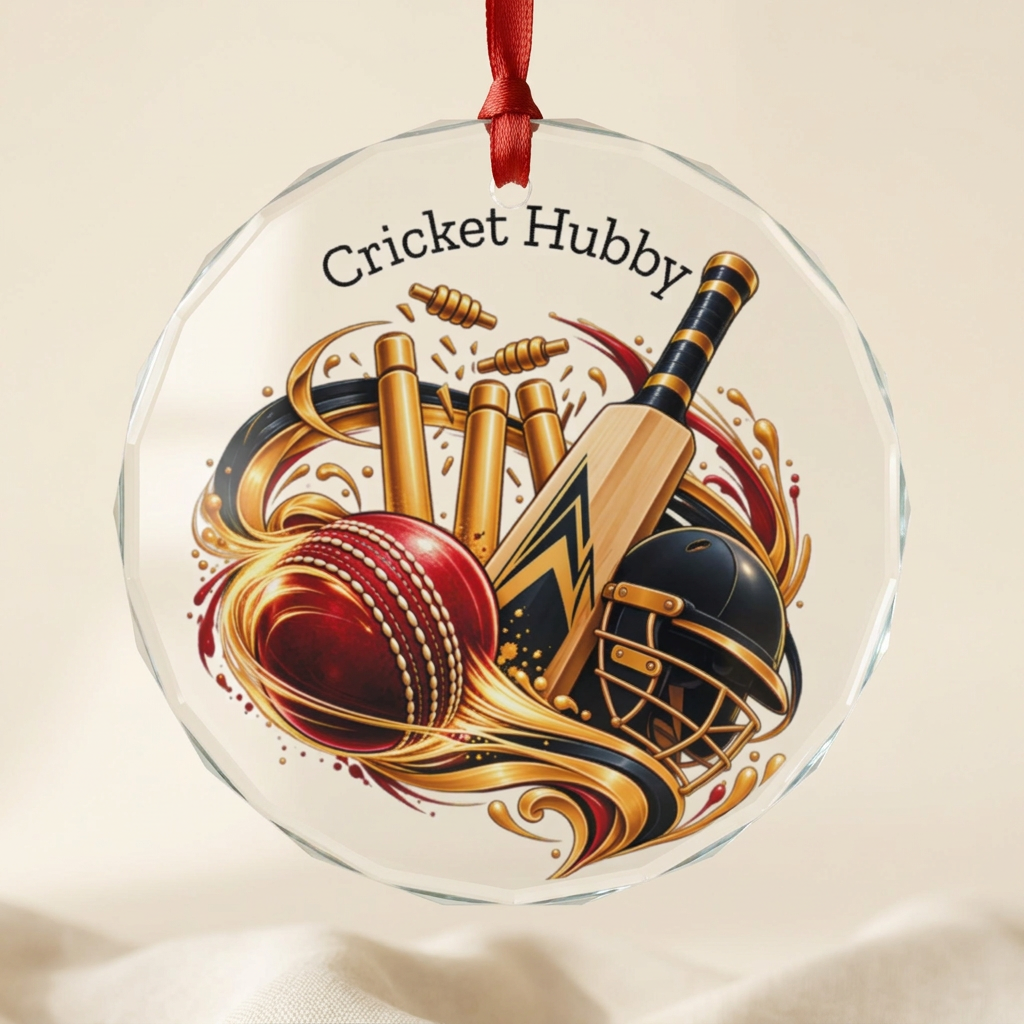 Cricket Christmas Glass Ornament | Sri Lankan Cricket Fan Gift