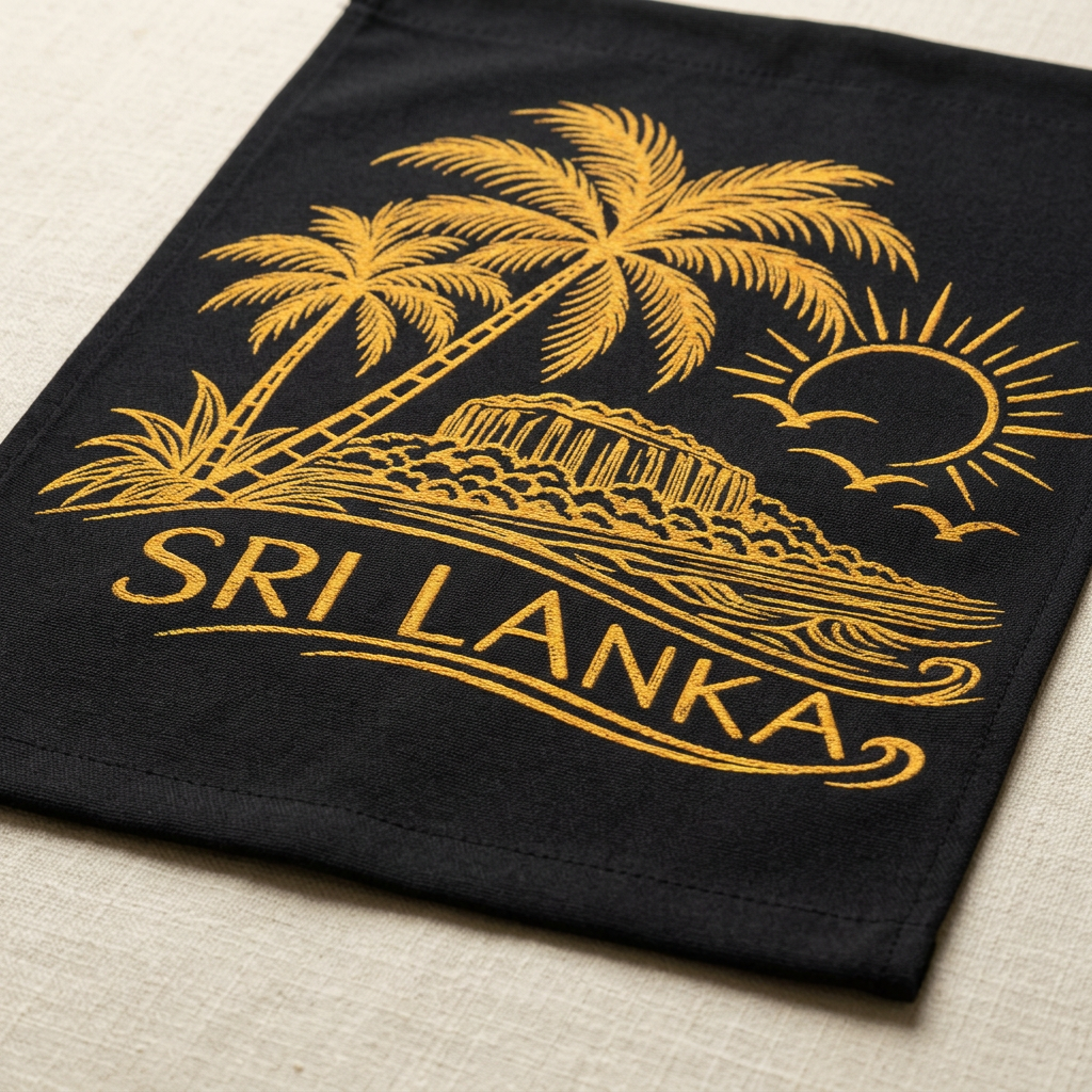Sri Lanka Woven Wall Tapestry | Golden Palms & Island Art