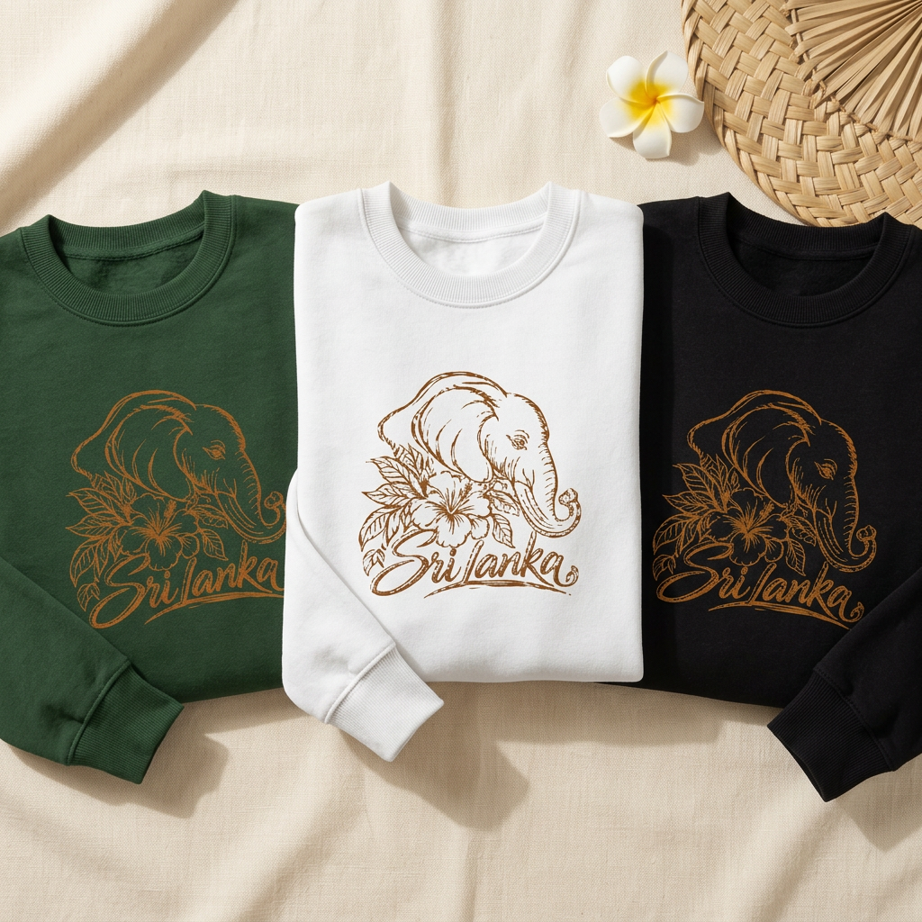 Sri Lankan Elephant Kids’ Sweatshirt | Floral Crewneck