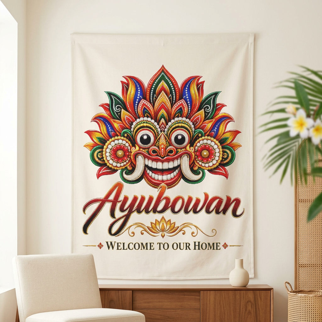 Ayubowan Welcome Woven Wall Tapestry | Sri Lankan Home Gift