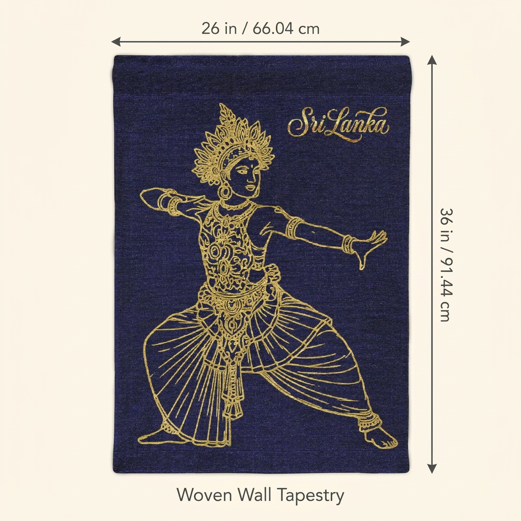 Sri Lanka Gold-Line Dancer Woven Wall Tapestry | Heritage Gift