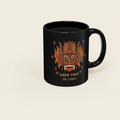 Gara Yaka Mask Black Mug close-up thumbnail — Sri Lankan demon mask ceramic coffee cup — Ceylon Culture Vibes