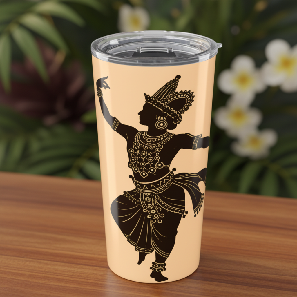 Sri Lanka Kandyan Dancer Silhouette Tumbler 20oz golden hour — Kandyan Heritage Collection — Ceylon Culture Vibes