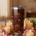 Full view lifestyle shot of Kandyan heritage tumbler with candles and flower petals — Ceylon Culture Vibes