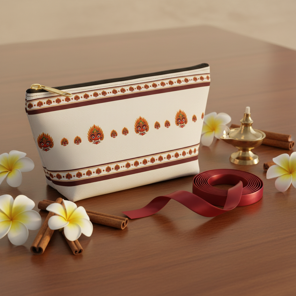 Raksha mask accessory pouch as gift with Sri Lankan cultural styling — Raksha Collection — Ceylon Culture Vibes