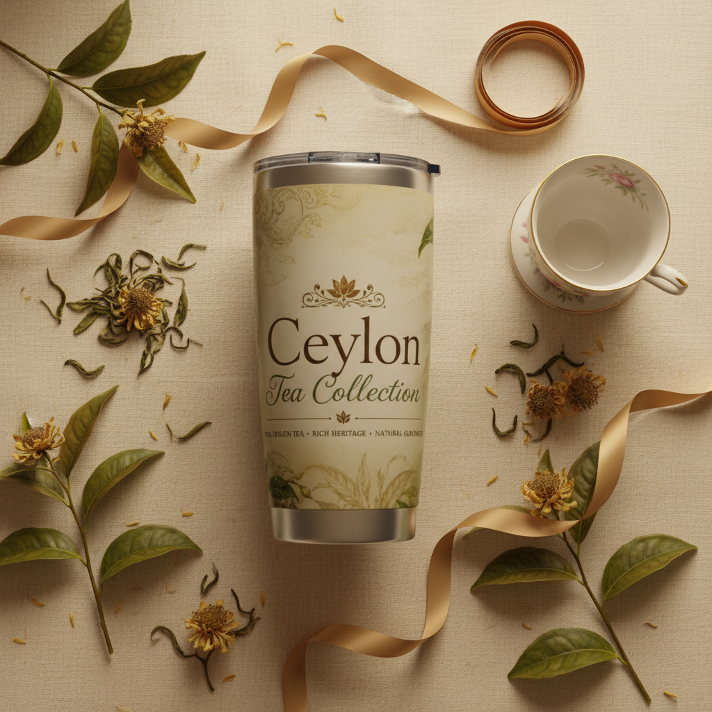 Ceylon Tea Collection Tumbler flat lay tea leaves — Ceylon Tea Collection — Ceylon Culture Vibes