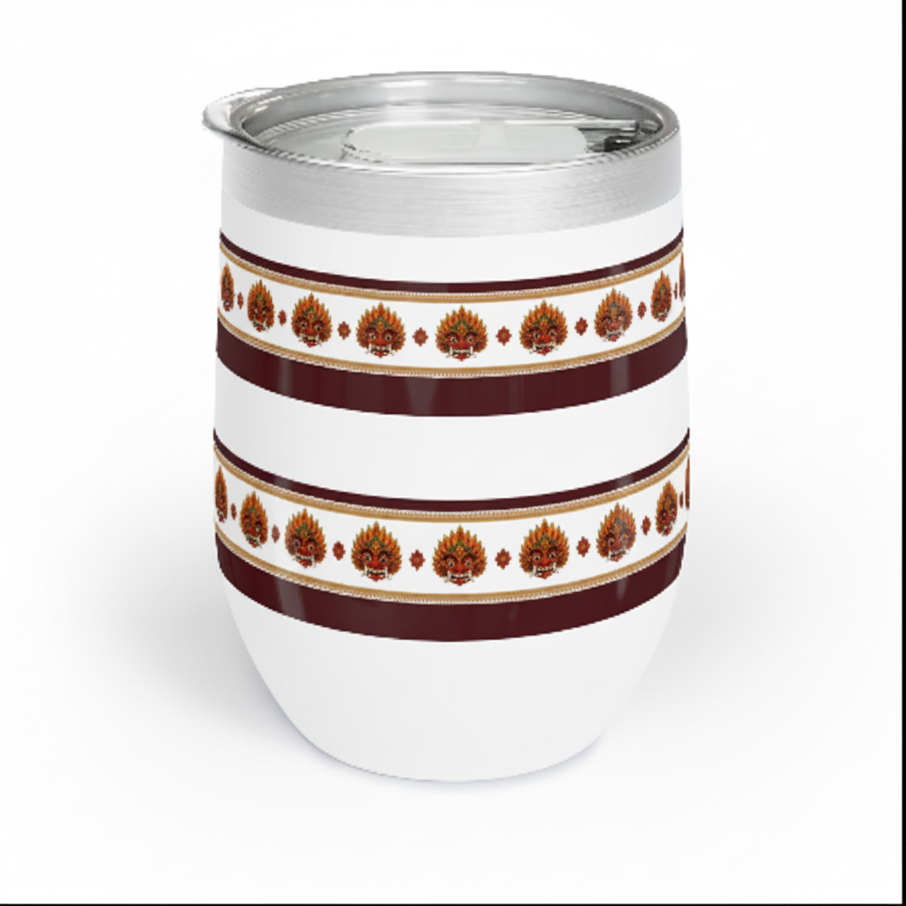 Close-up product thumbnail of white Raksha Mask stemless wine tumbler — Raksha Collection — Ceylon Culture Vibes