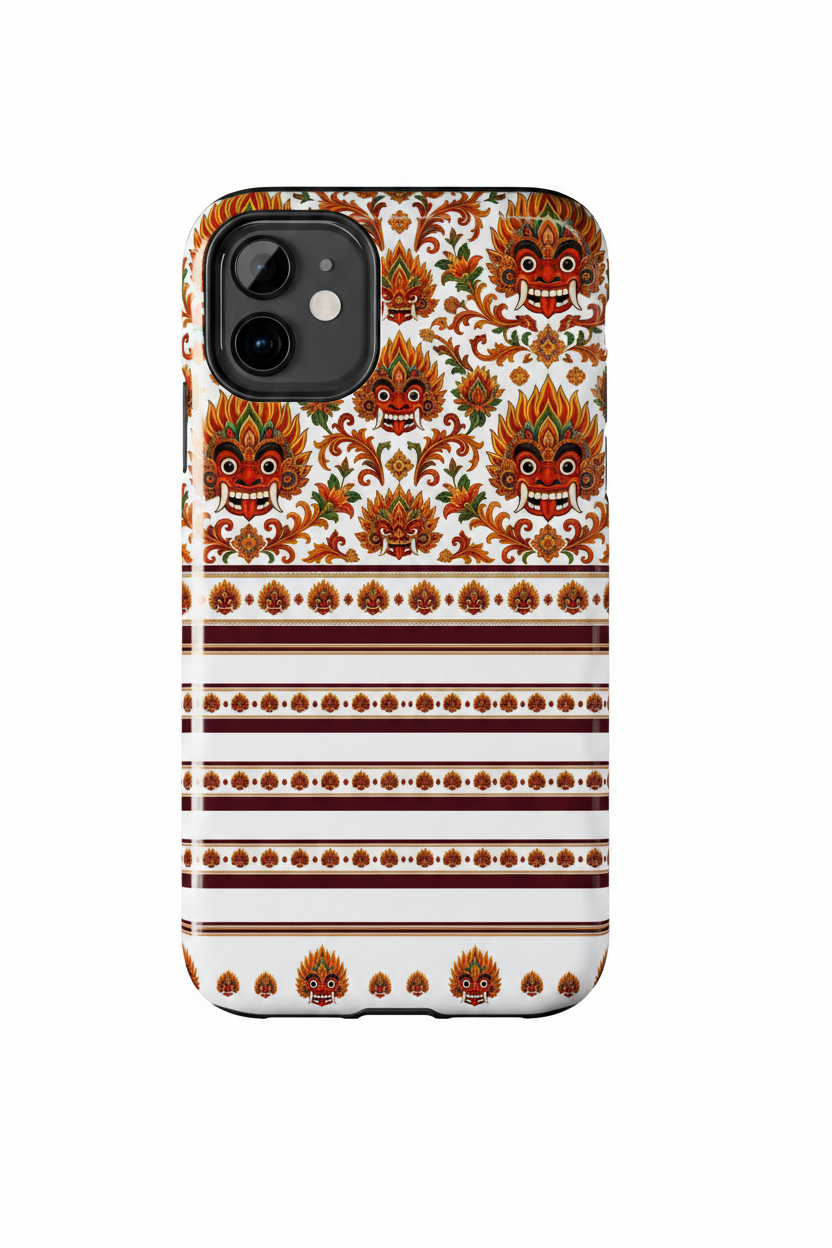 Raksha mask tough phone case front view on white background — Raksha Collection — Ceylon Culture Vibes