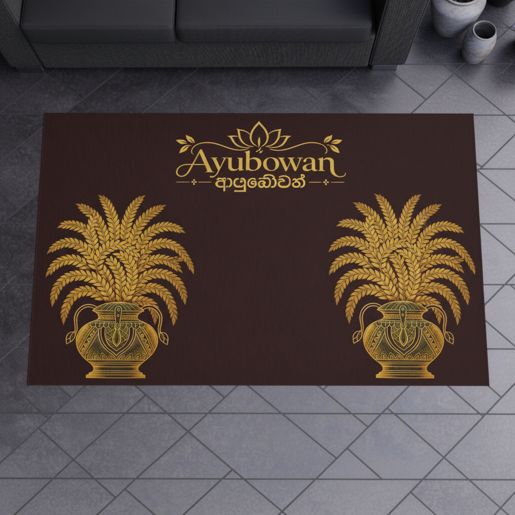 Ayubowan welcome rug overhead full design view — Ceylon Culture Vibes