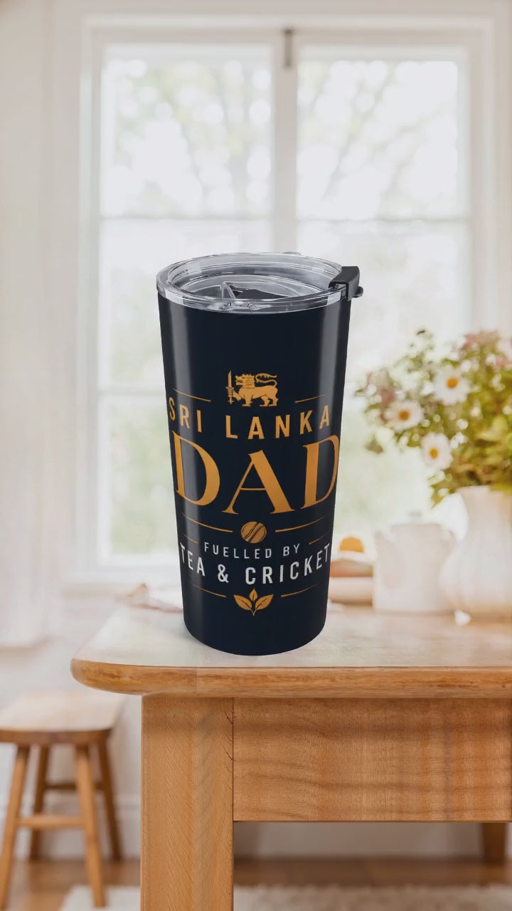 Sri Lanka Cricket Dad Tumbler 20oz | Black & Gold Batsman