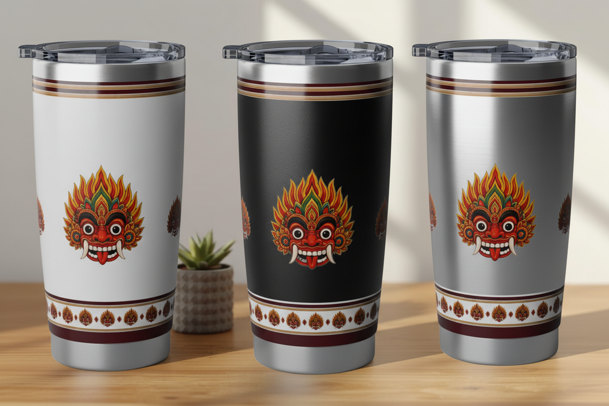 Raksha Tumbler — White, Black & Steel