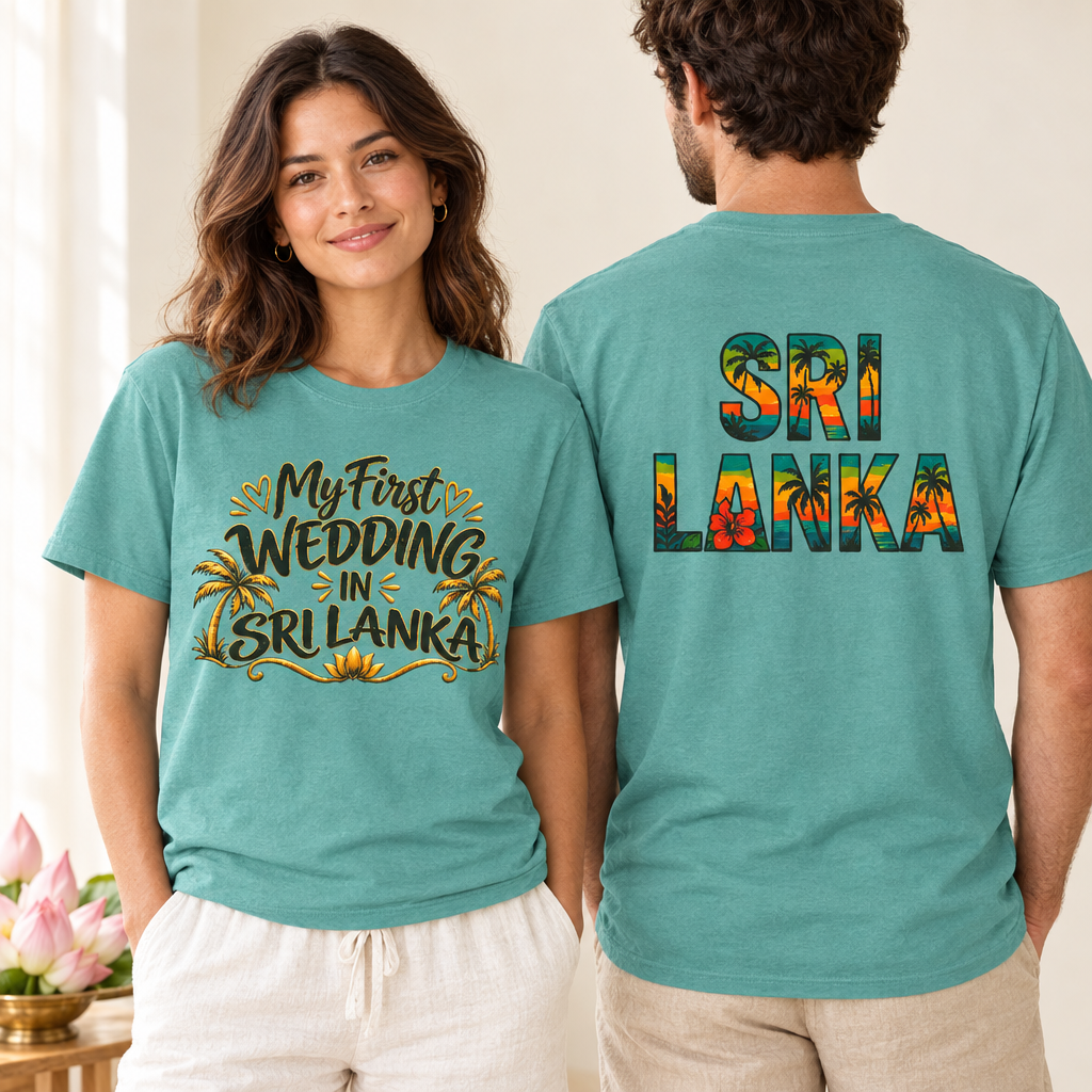 Square model mockup showing the front and back T-shirt designs with lotus styling