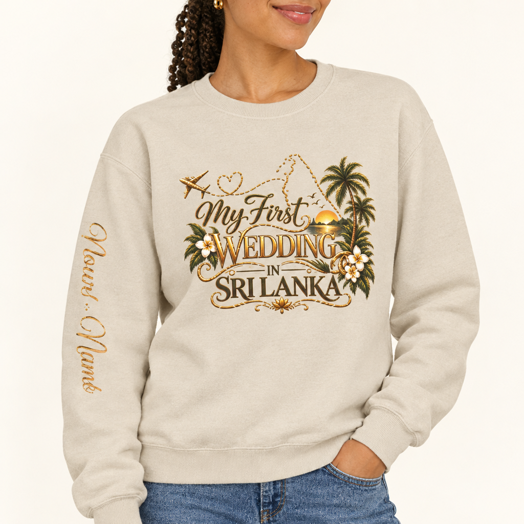 Square sweatshirt mockup with chest artwork and personalized right sleeve